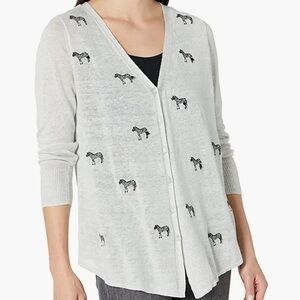 NWT Nic + Zoe linen zebra cardigan sweater